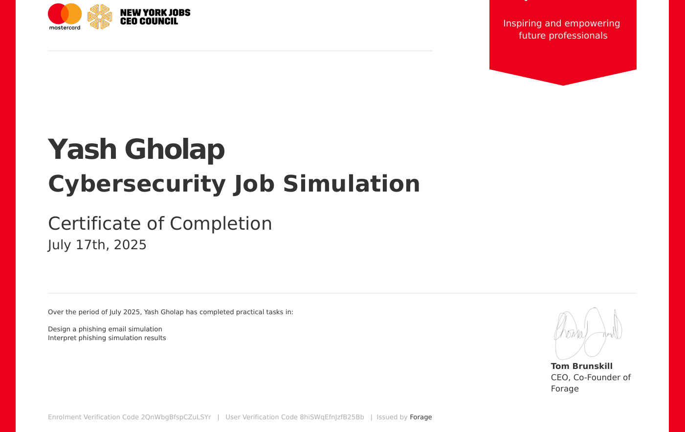 Mastercard - Cybersecurity Job Simulation (Forage)